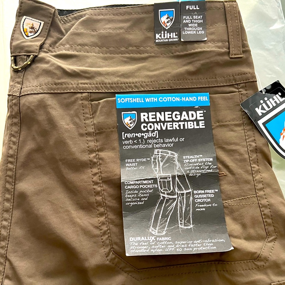 Kuhl convertible pants khaki 36x30 NWT